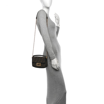 Fendi Fabric Jacquard FF 1974 Mini Baguette Tobacco Moro Black 2 of 11