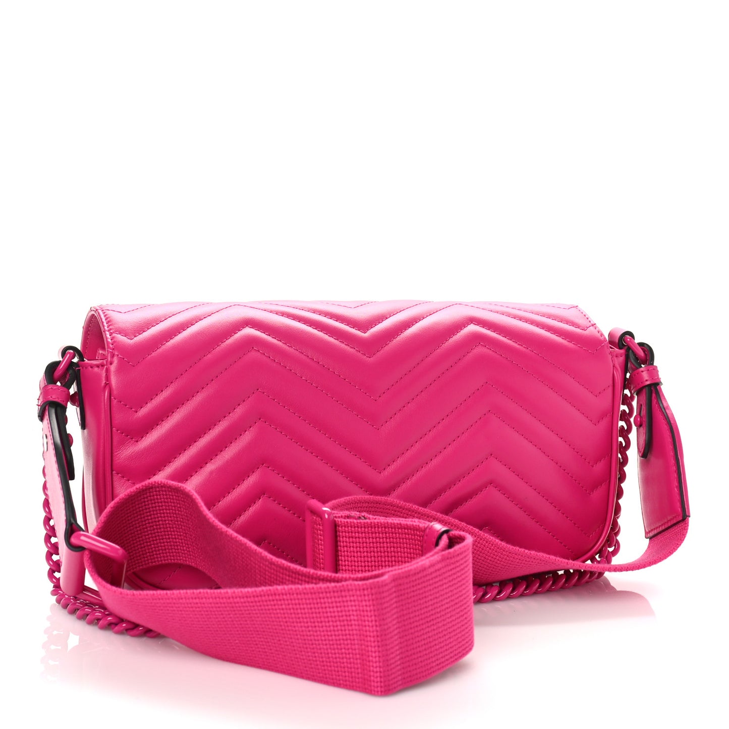 Calfskin Matelasse Monochrome GG Marmont Crossbody Shoulder Bag Classic Fuxia