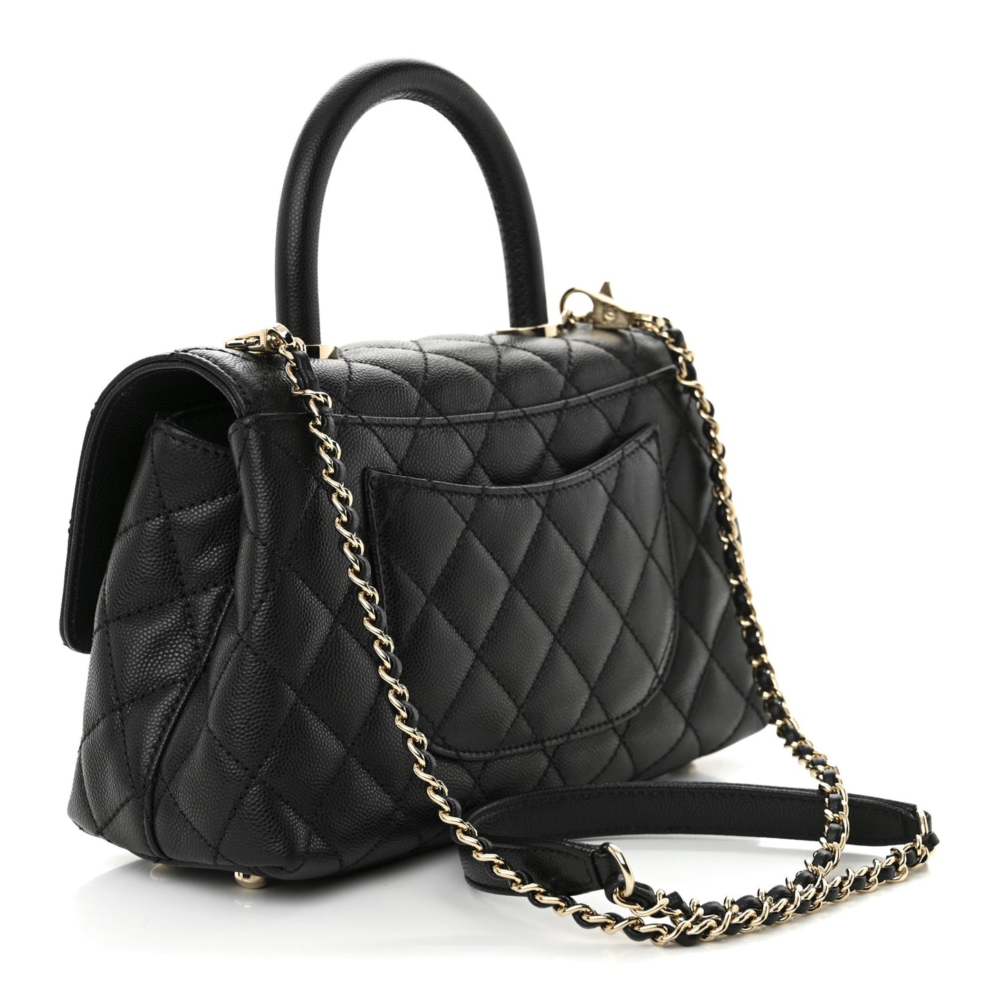 Caviar Quilted Mini Coco Handle Flap Black