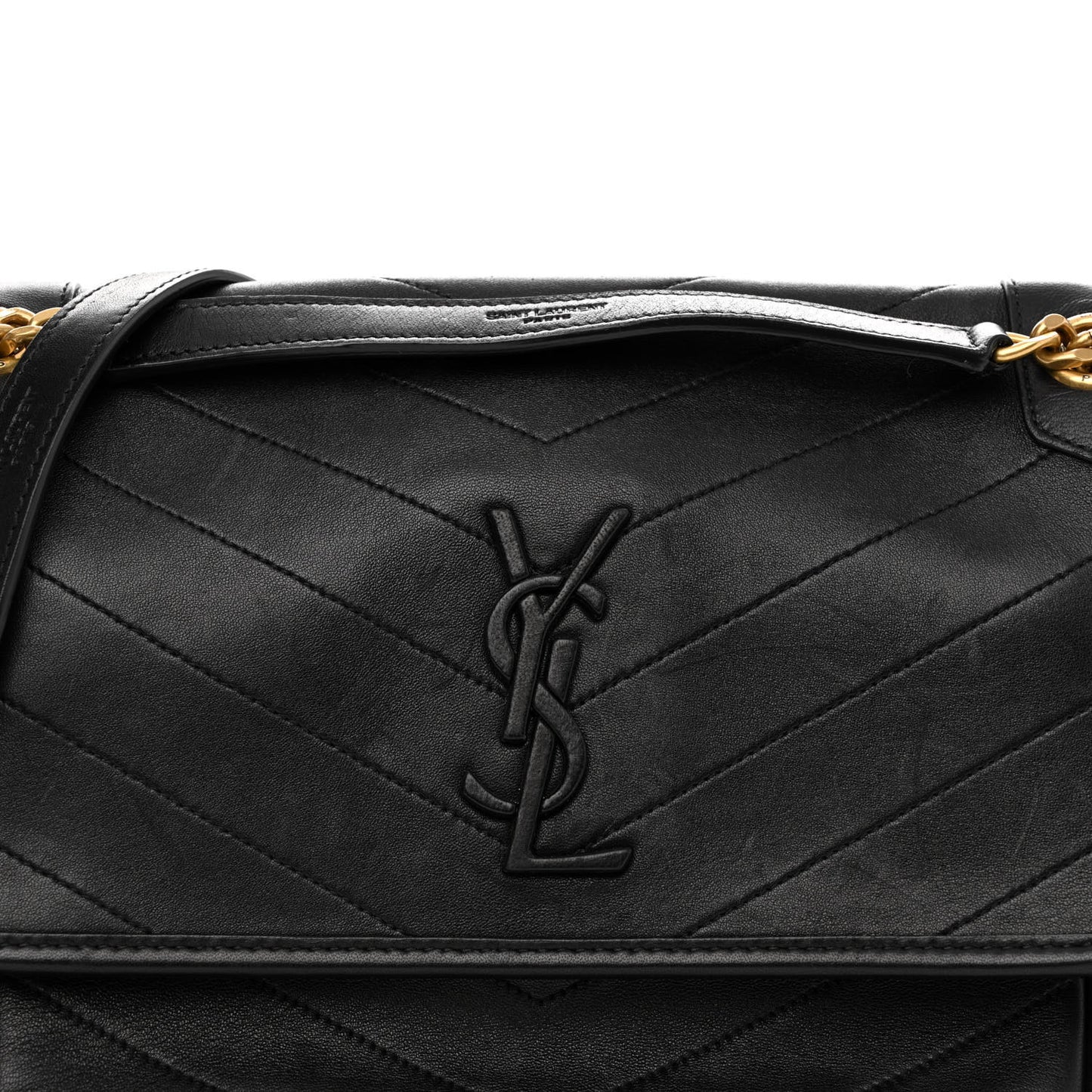 Lambskin Matelasse Monogram Medium Niki Chain Satchel Black