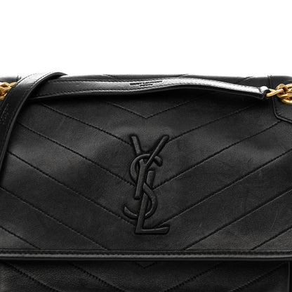 Saint Laurent Lambskin Matelasse Monogram Medium Niki Chain Satchel Black 8 of 16