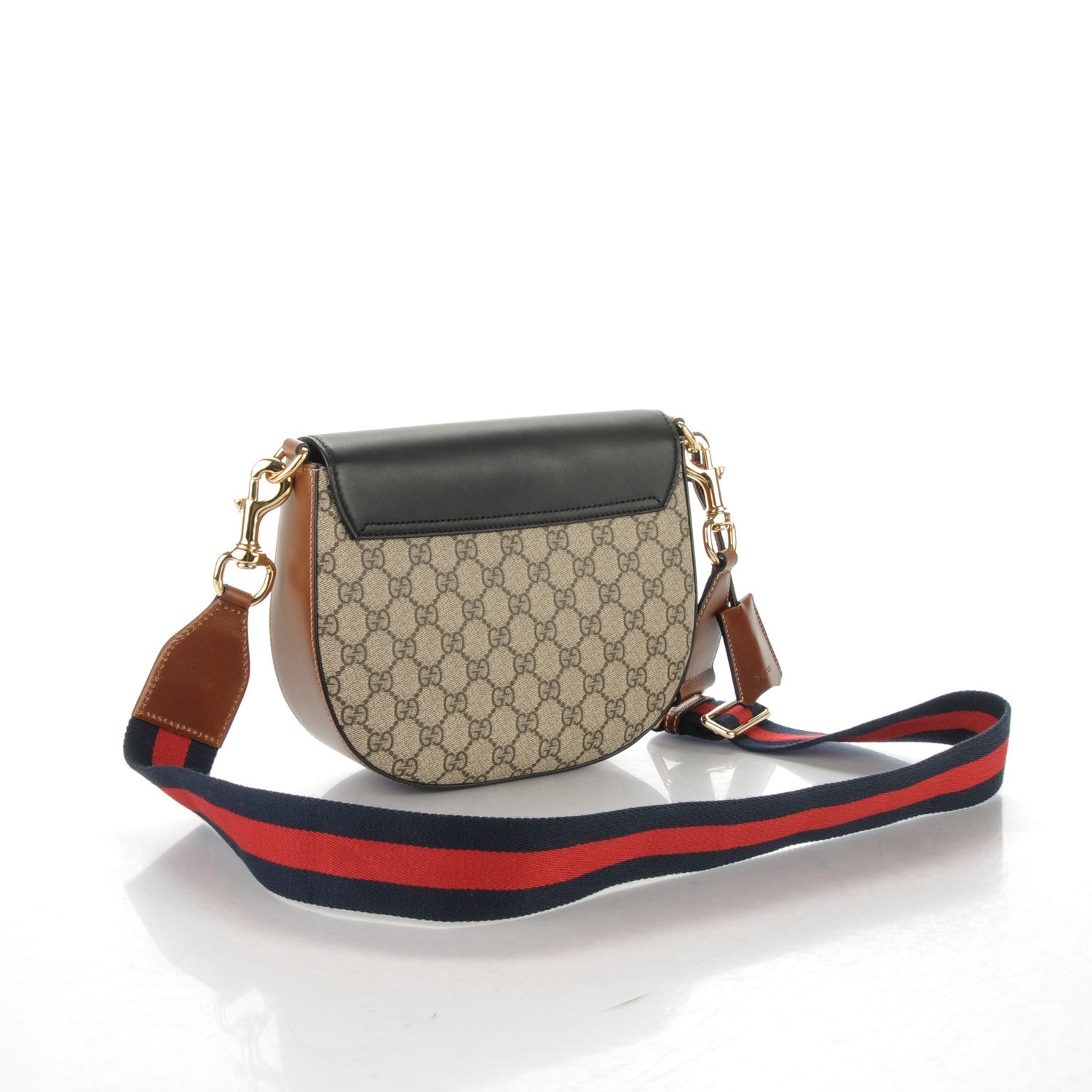Gucci GG Supreme Monogram Web Medium Padlock Messenger Shoulder Bag Black 3 of 8
