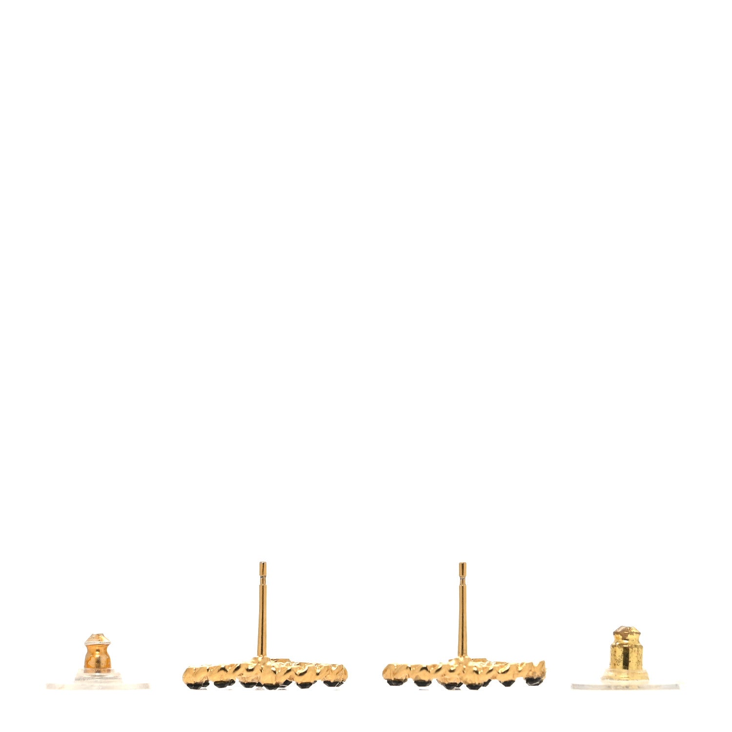 Chanel CC Stud Earrings Gold Black 3 of 4
