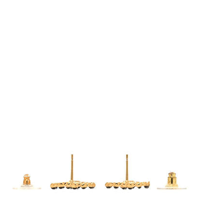 Chanel CC Stud Earrings Gold Black 3 of 4