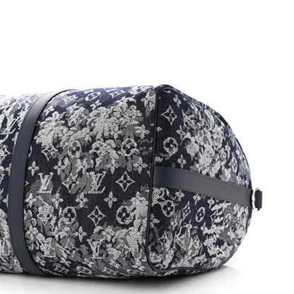 Louis Vuitton Monogram Tapestry Keepall Bandouliere 50 Bleu 10 of 10