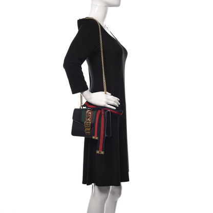 Gucci Calfskin Mini Sylvie Chain Shoulder Bag Black 2 of 9