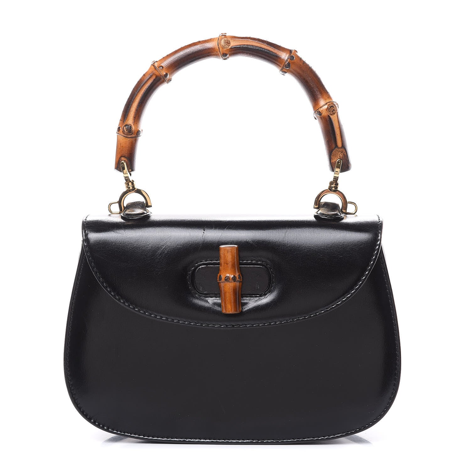Gucci Calfskin Bamboo Top Handle Bag Black 1 of 17