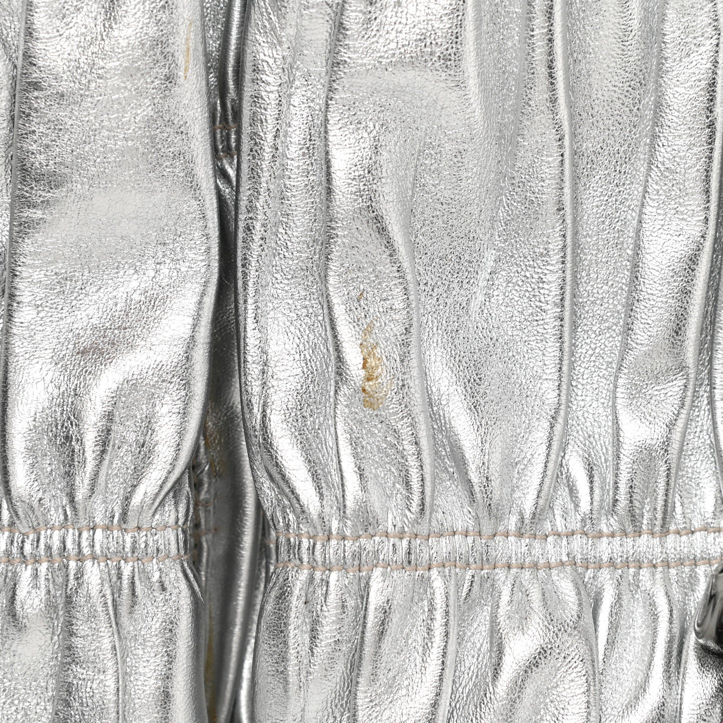 Metallic Nappa Gaufre Messenger Tote Silver