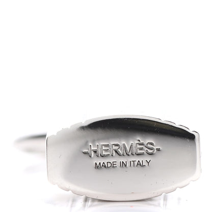 Hermes Palladium Mini Loop Charms Cadenas Scarf Ring Silver 3 of 3