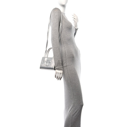 Telfar Metallic Vegan Leather Small Shopping Bag Silver 2 of 12