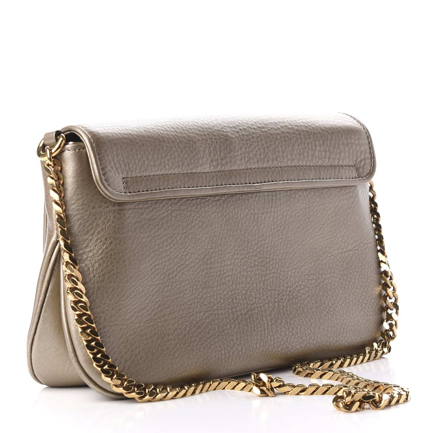 Gucci Metallic Pebbled Calfskin Medium 1973 Chain Shoulder Bag Golden Beige 3 of 9