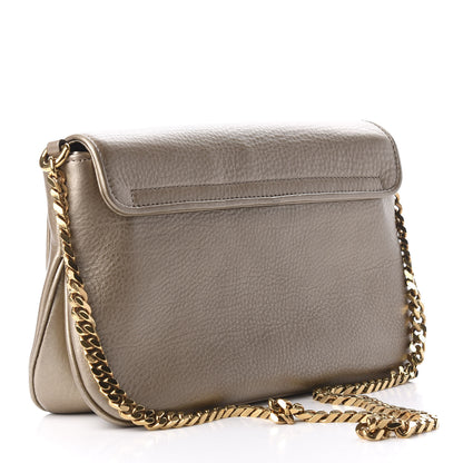 Gucci Metallic Pebbled Calfskin Medium 1973 Chain Shoulder Bag Golden Beige 3 of 9