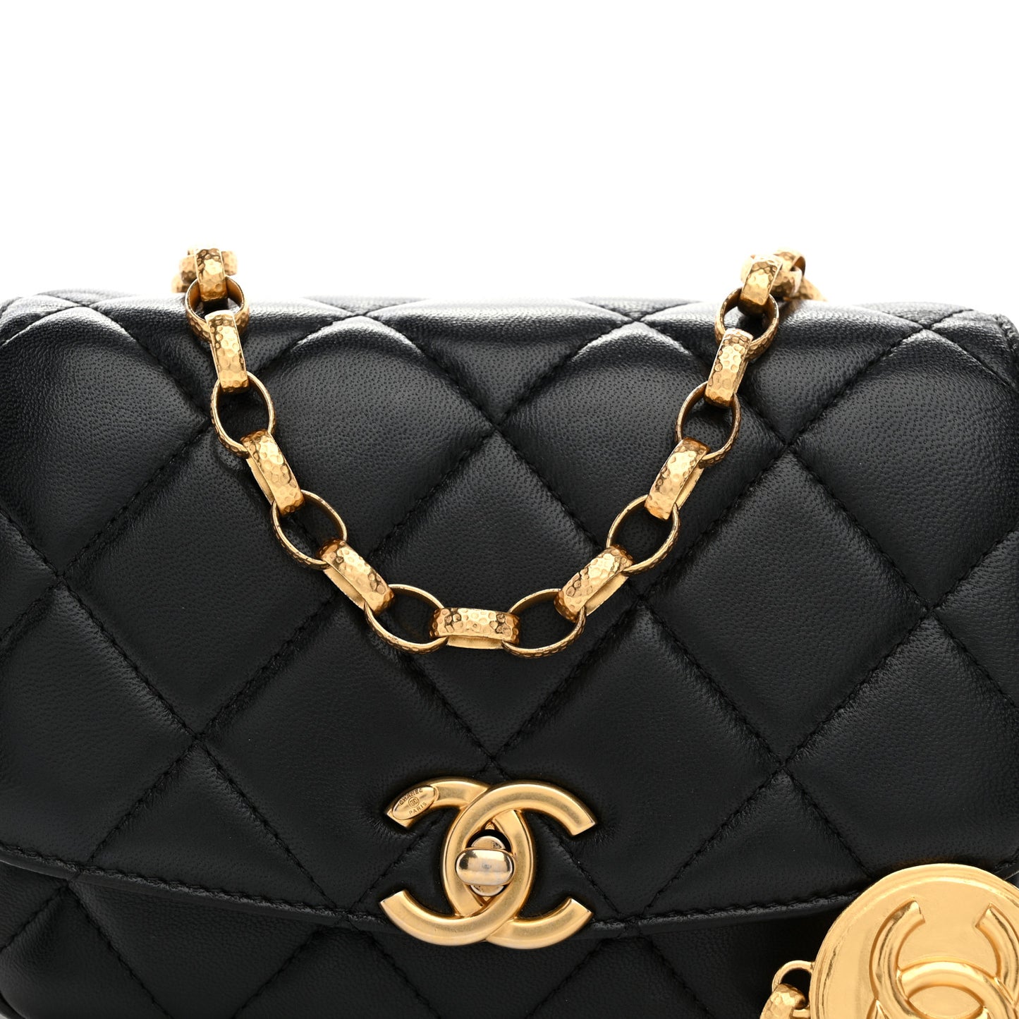 Lambskin Quilted Small CC Coin Flap Bag Black