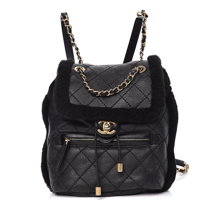 Chanel Lambskin Shearling Quilted CC Backpack Black 1 of 9