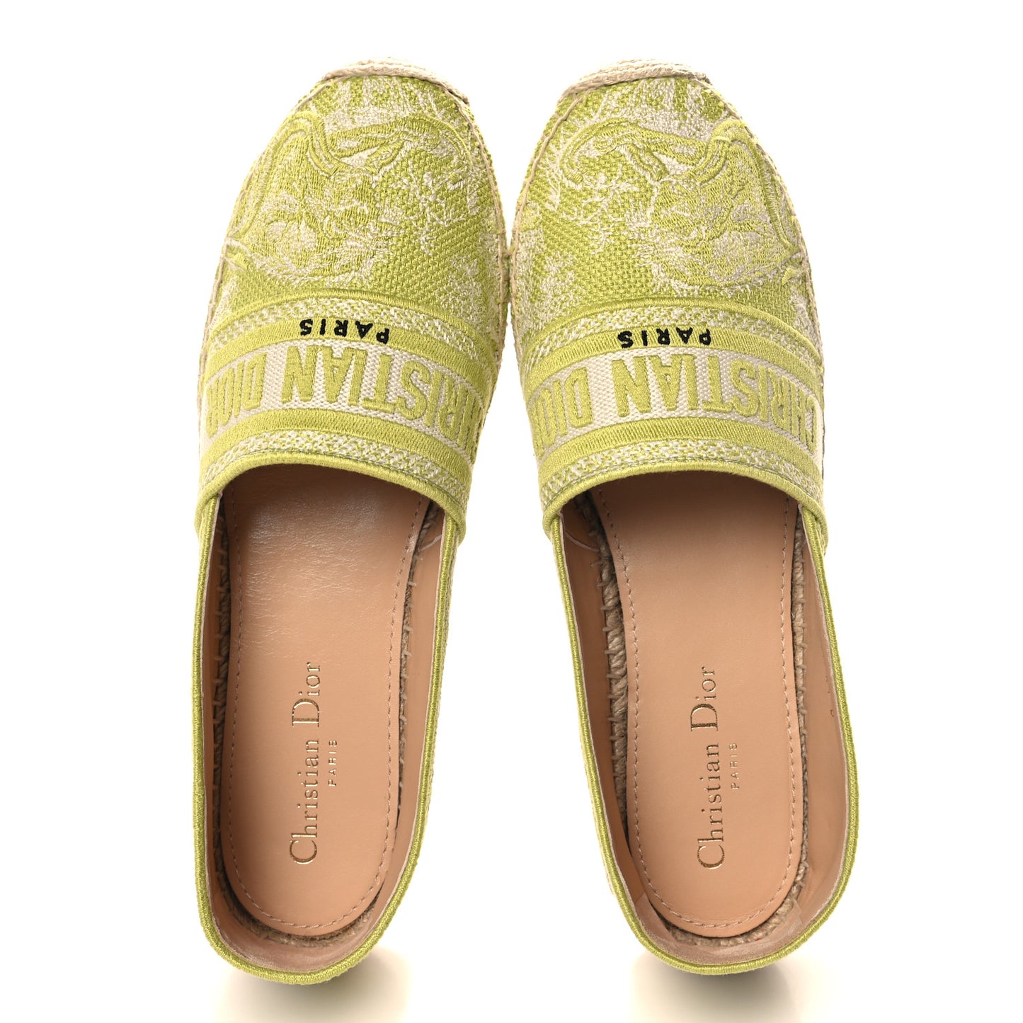 Embroidered Toile De Jouy Granville Espadrille 41 Off White Green