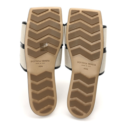 Bottega Veneta Cassette Canvas Patch Flat Sandals 40.5 Natural Black 6 of 9