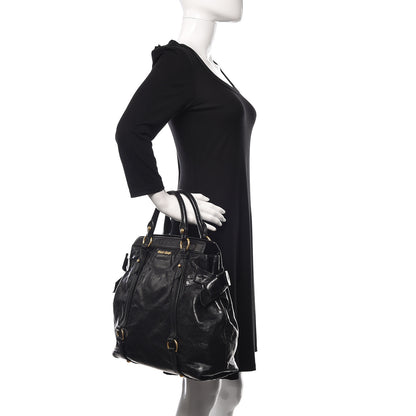 Miu Miu Vitello Lux Bow Tote Black 2 of 15