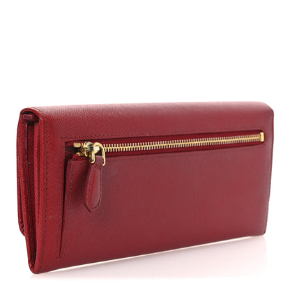 Prada Saffiano Metal Continental Flap Wallet Fuoco 3 of 9