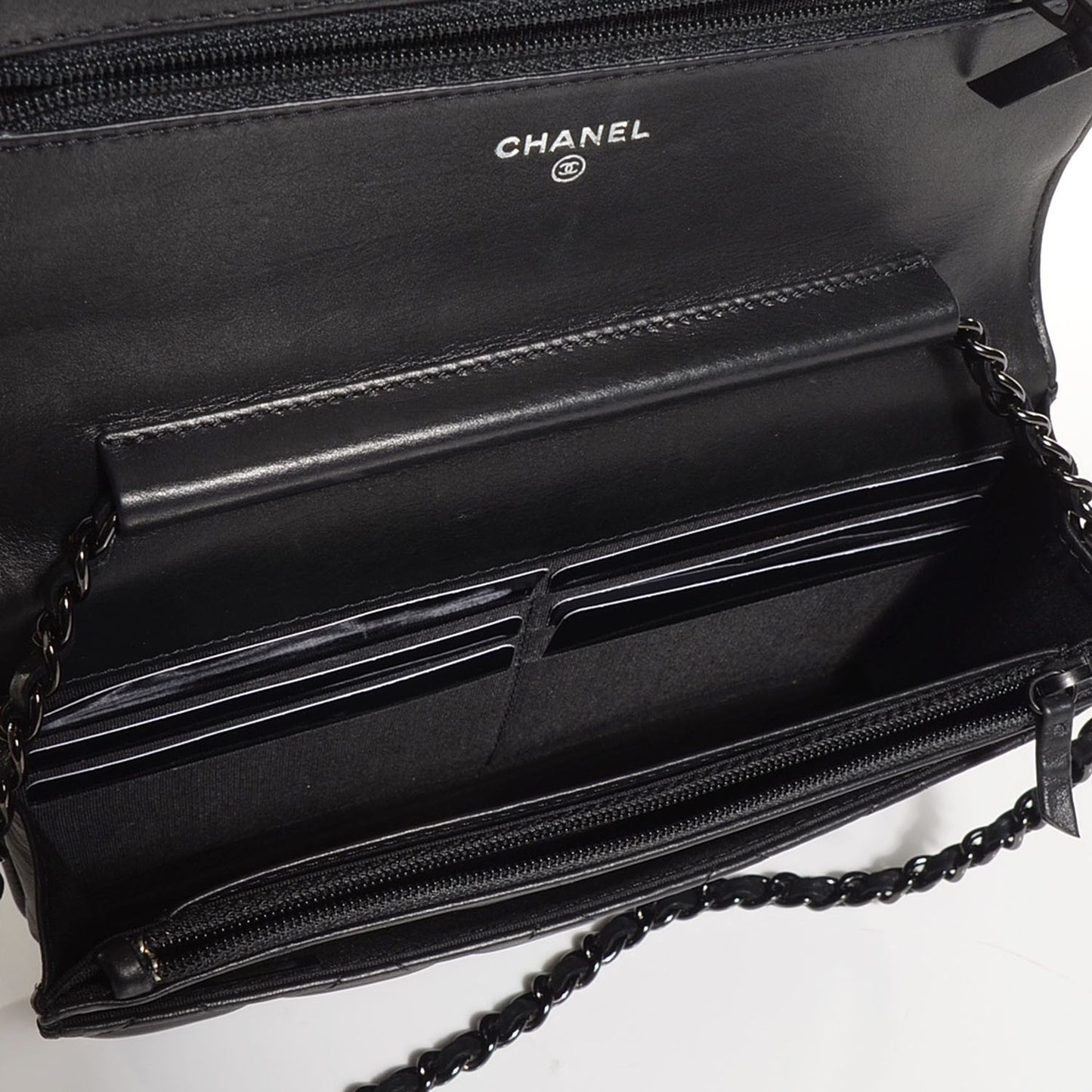 Calfskin Quilted Boy Wallet On Chain WOC So Black