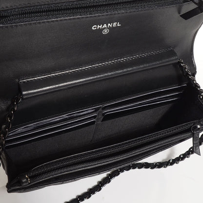 Chanel Calfskin Quilted Boy Wallet On Chain WOC So Black 5 of 8