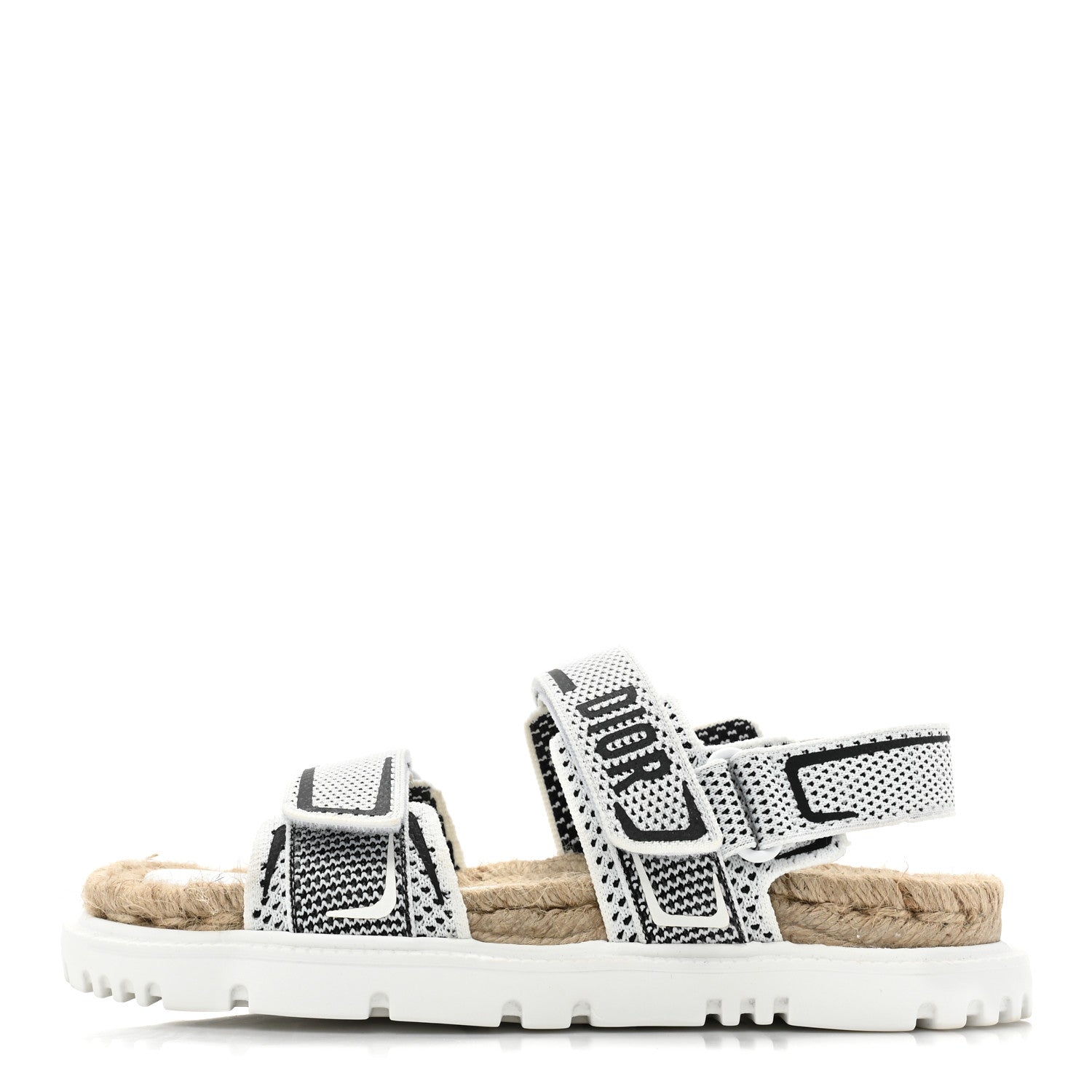 Christian Dior Technical Knit Jute Dioract 10mm Sandals 37.5 White Black 1 of 9