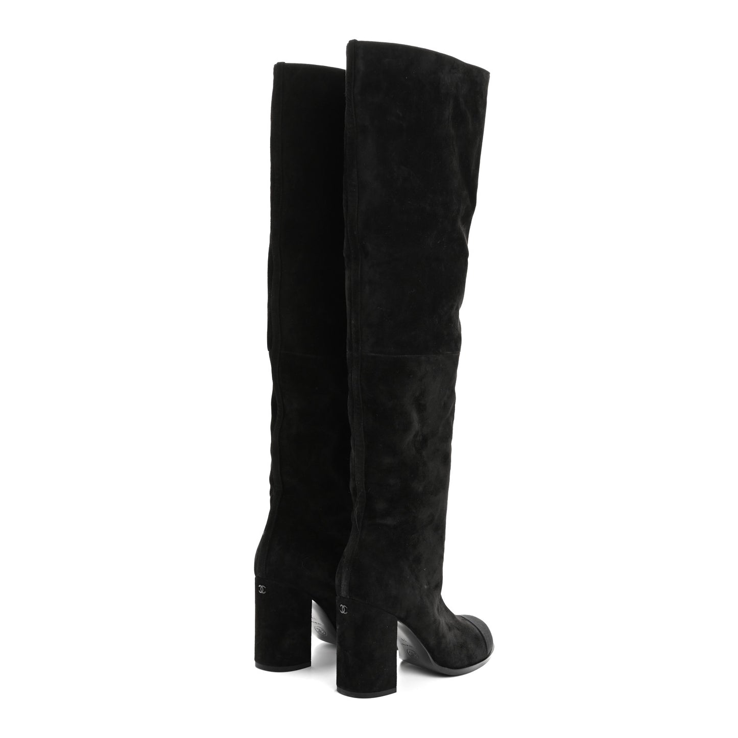 Suede Calfskin Grosgrain High Boots 39 Black