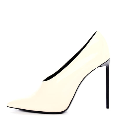 Saint Laurent Patent Calfskin Teddy High Vamp 105 Pumps 37.5 White 1 of 11