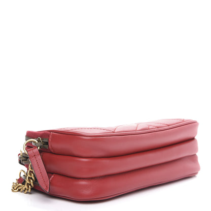 Gucci Calfskin Matelasse Mini GG Marmont Chain Crossbody Bag Hibiscus Red 3 of 10