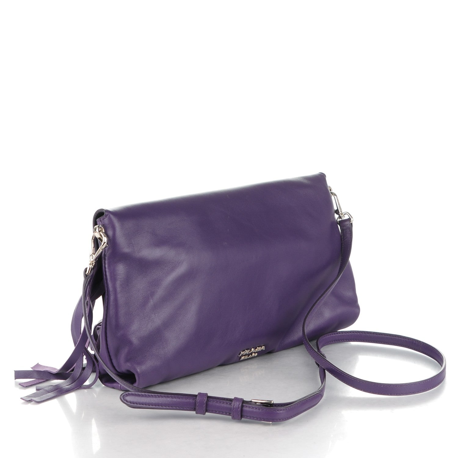 Prada Nappa Fringe Shoulder Bag Viola 3 of 8