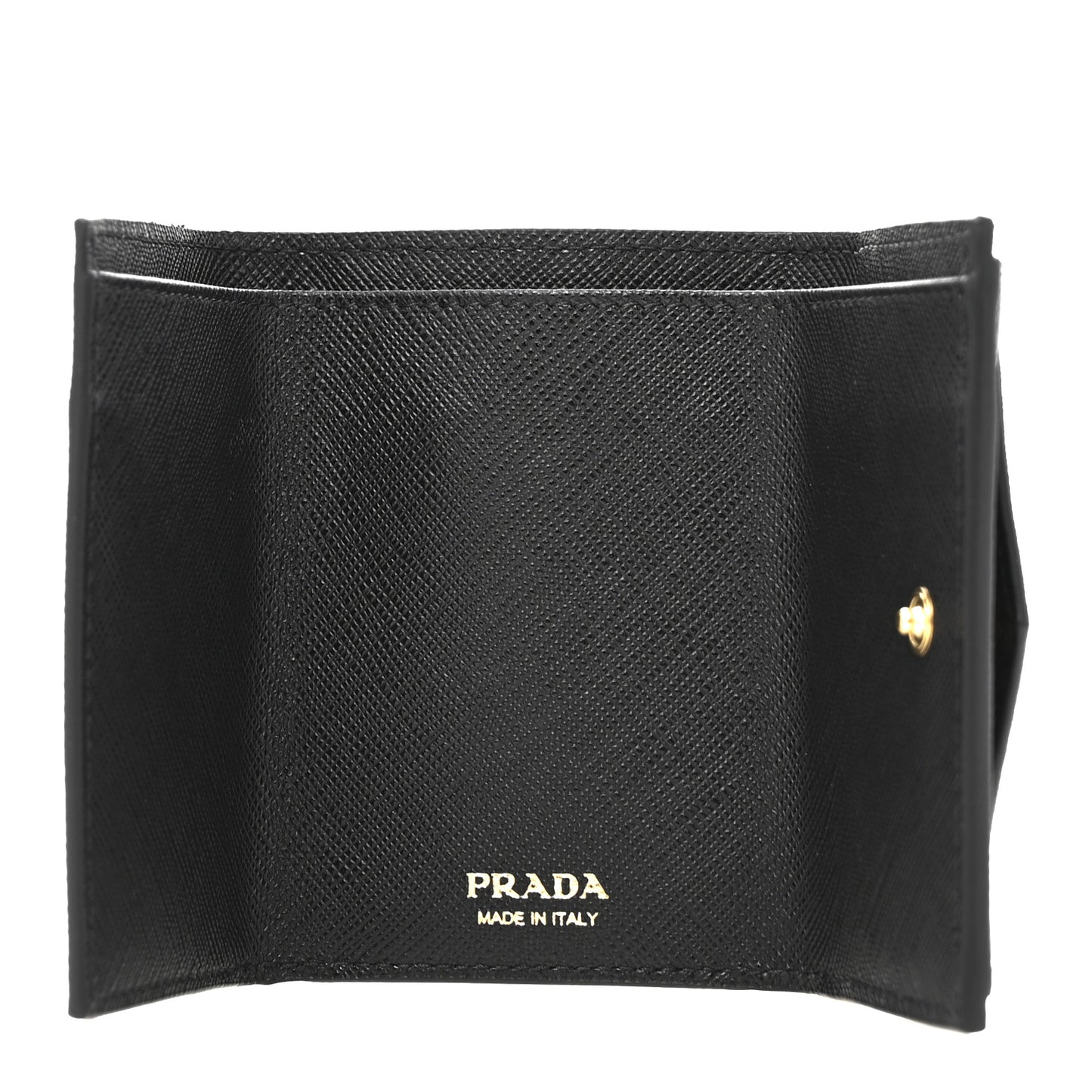 Saffiano Metal Tri-Fold Envelope Card Holder Wallet Black