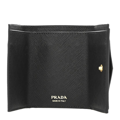 Prada Saffiano Metal Tri-Fold Envelope Card Holder Wallet Black 5 of 8