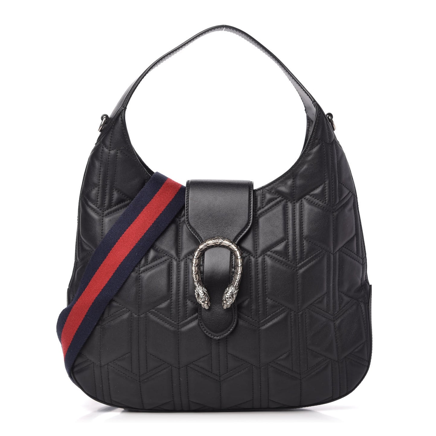 Calfskin Web Quilted Medium Dionysus Hobo Black