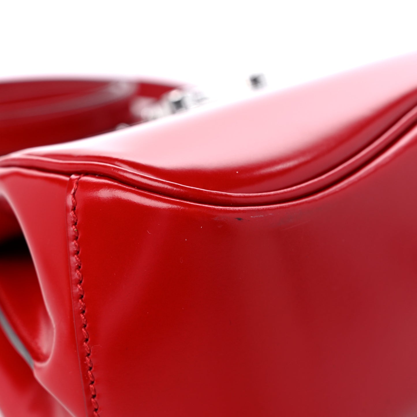 Regent Calfskin Bamboo Mini Lady Lock Top Handle Bag Hibiscus Red