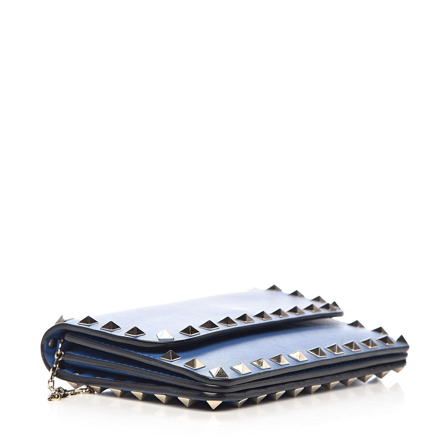 Vitello Rockstud Chain Flap Crossbody Bag Light Sapphire