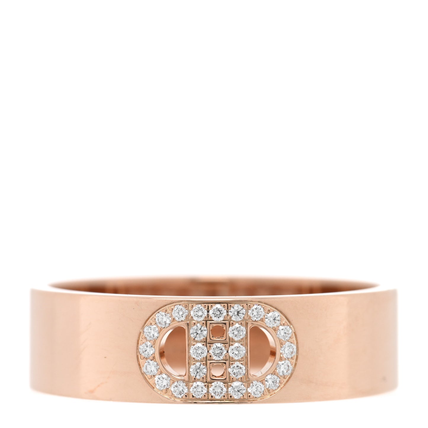 18K Rose Gold Diamond PM H D'Ancre Ring 55 7.25
