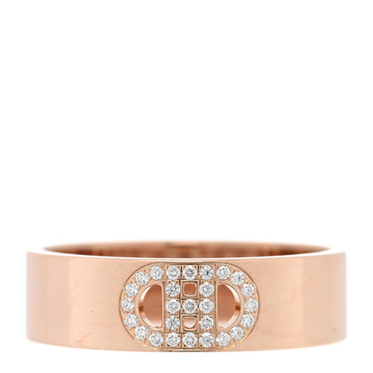 Hermes 18K Rose Gold Diamond PM H D'Ancre Ring 55 7.25 1 of 5