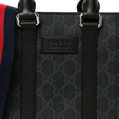 Gucci GG Supreme Monogram Appia Calfskin Web Mini Tote Bag Black 8 of 10