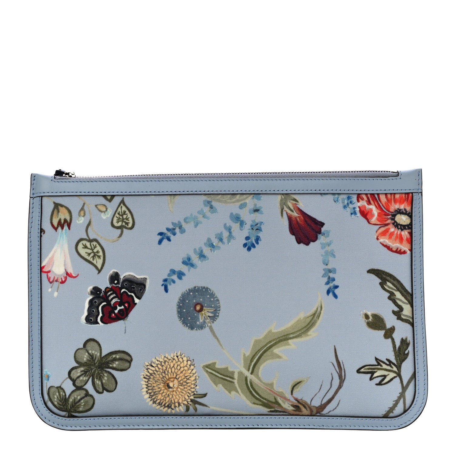 Gucci Canvas Flora Knight Zip Pouch Dusty Blue 1 of 10