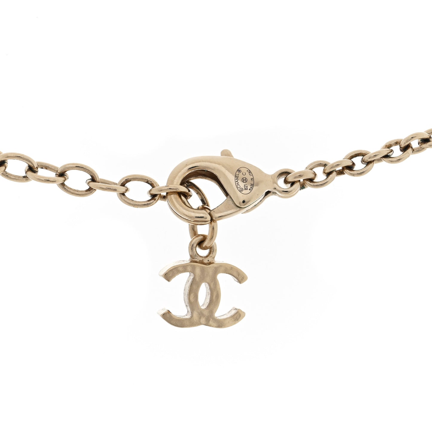 Crystal Pearl Nefertiti CC Pendant Necklace Gold