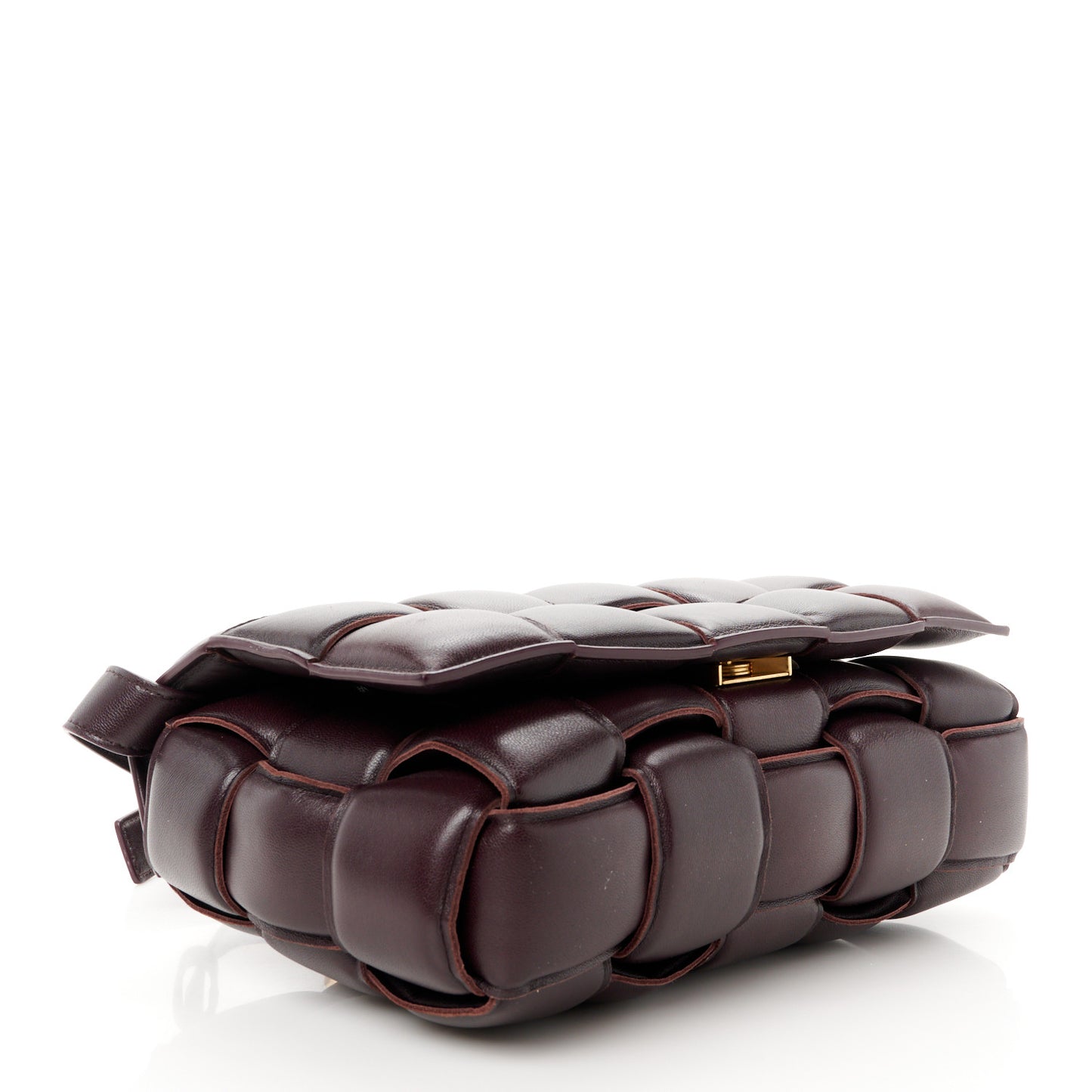 Nappa Maxi Intreccio Padded Cassette Crossbody Bag Plum