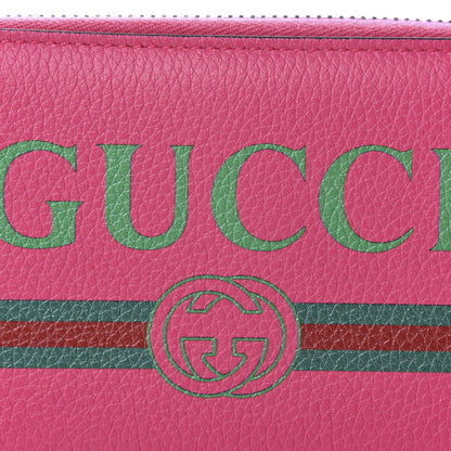 Gucci Grained Calfskin Logo Zip Around Wallet Box Pink Green 7 of 8