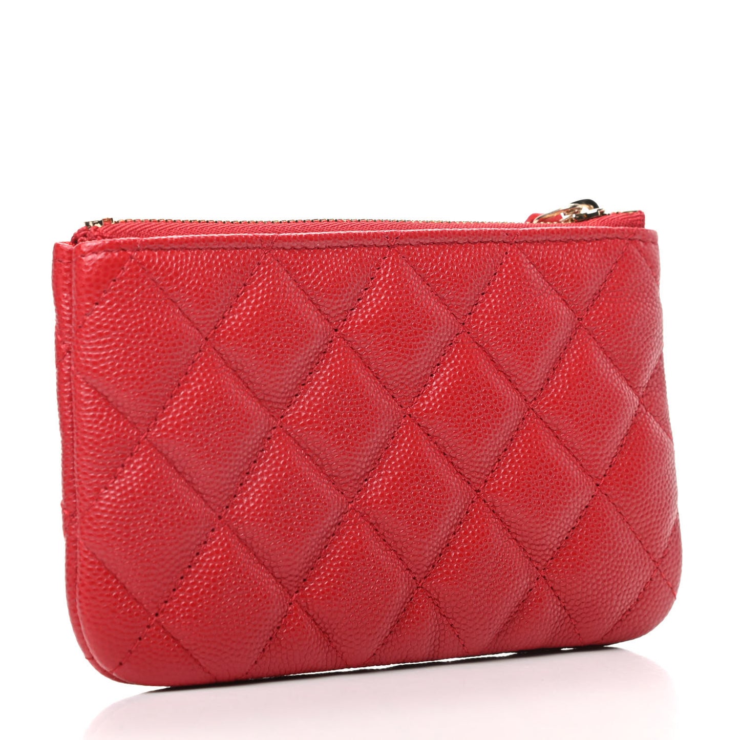 Caviar Quilted Small Cosmetic Case Red