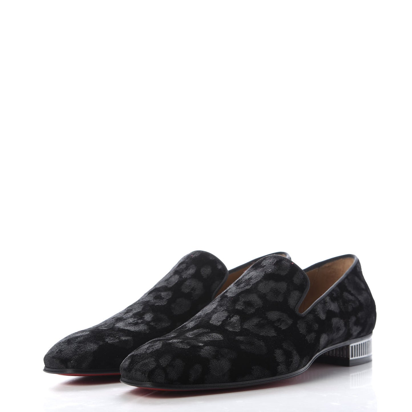 Velvet Jacquard Mens Captain Colonnaki Leopard Flat Loafers 41 Black