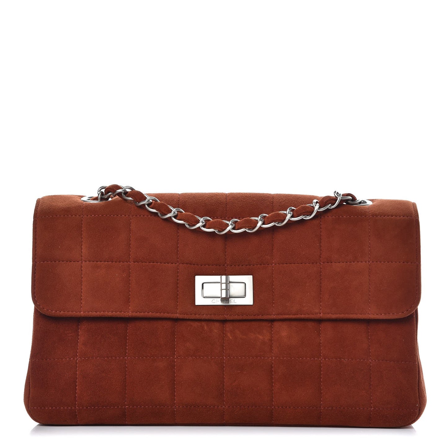 Suede Chocolate Bar Mademoiselle Flap Dark Orange