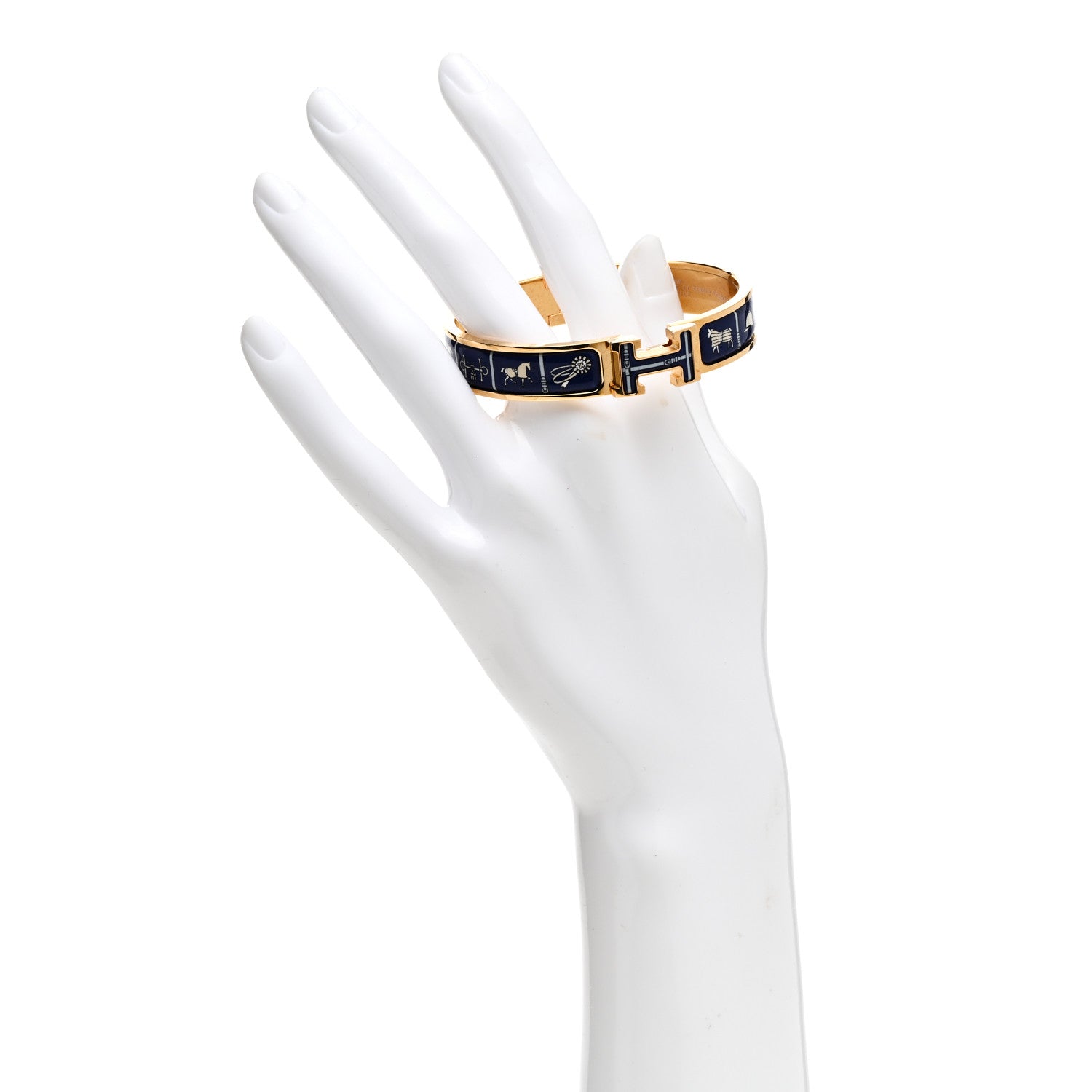 Hermes Enamel Printed Narrow Couvertures et Tenues de Jour PM Beige Blue 2 of 5