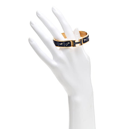Hermes Enamel Printed Narrow Couvertures et Tenues de Jour PM Beige Blue 2 of 5