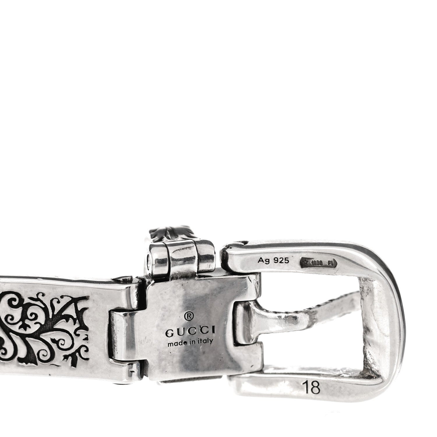Gucci Sterling Silver Enamel Garden Feline Buckle Bracelet Blue 4 of 6