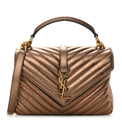 Saint Laurent Metallic Cracked Calfskin Matelasse Monogram Medium College Bag Copper 1 of 18