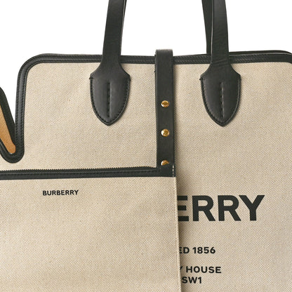 Burberry Cotton Soft Canvas Calfskin Medium Belt Tote Natural Black 7 of 10