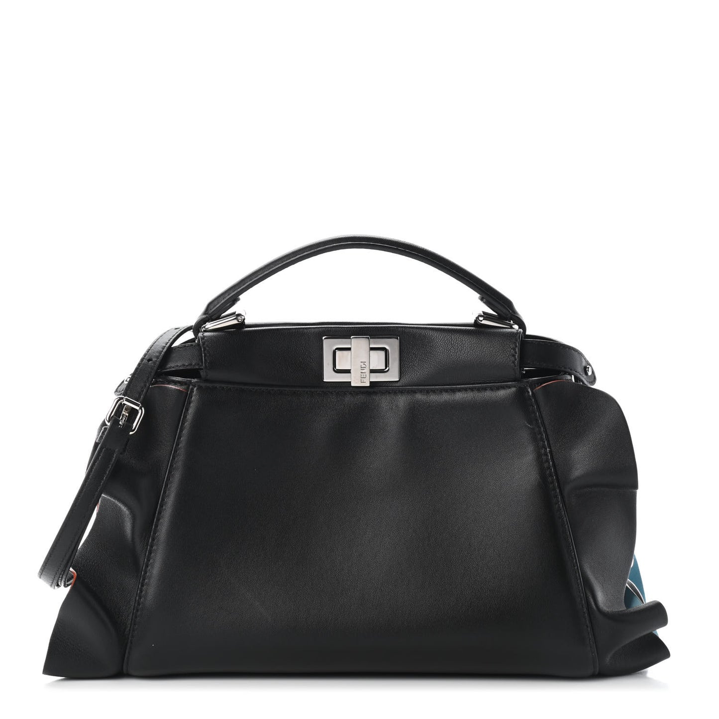 Nappa Waves Bi-Color Mini Peekaboo Iconic Satchel Black Turchese